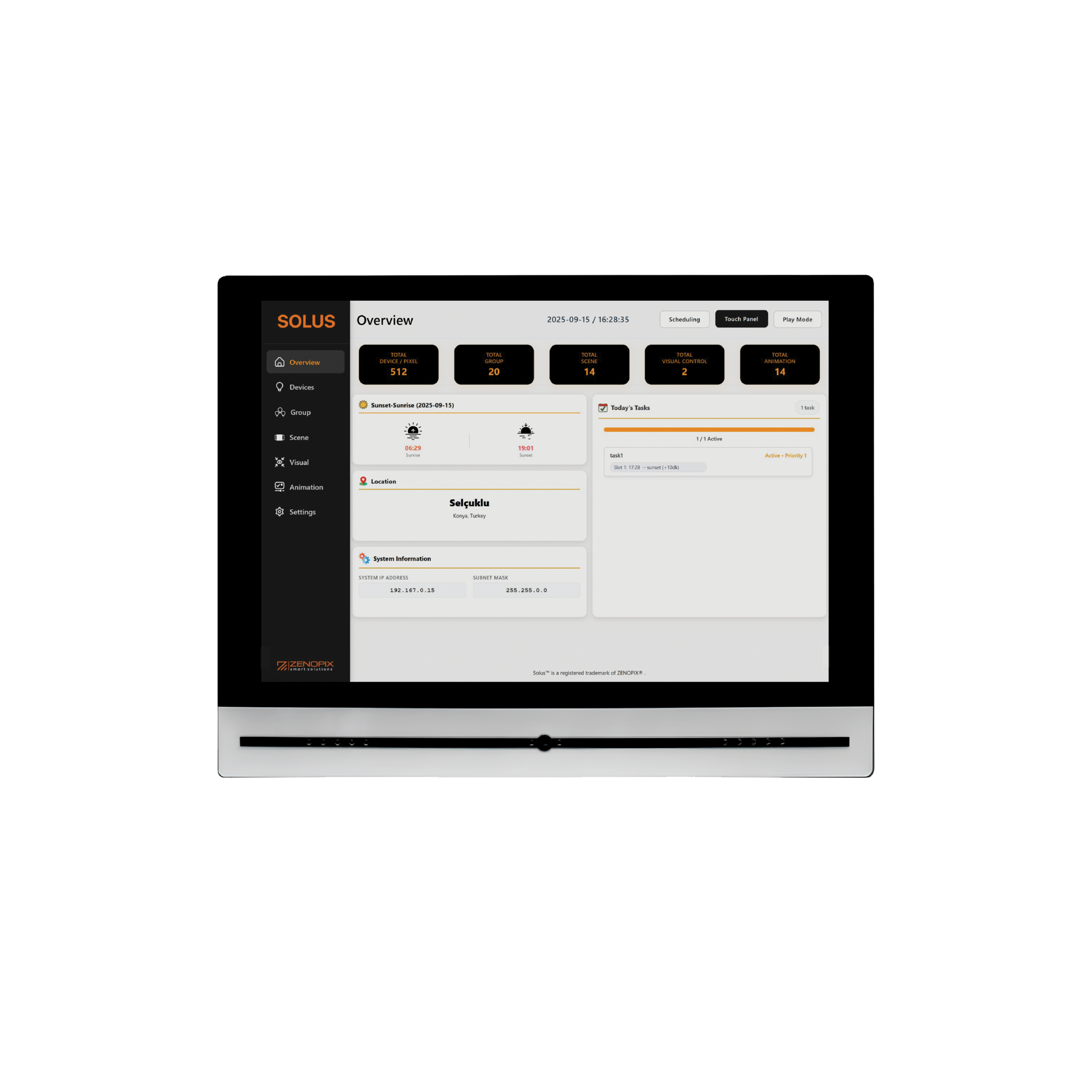 Solus Touch Panel Art-Net Master Controller